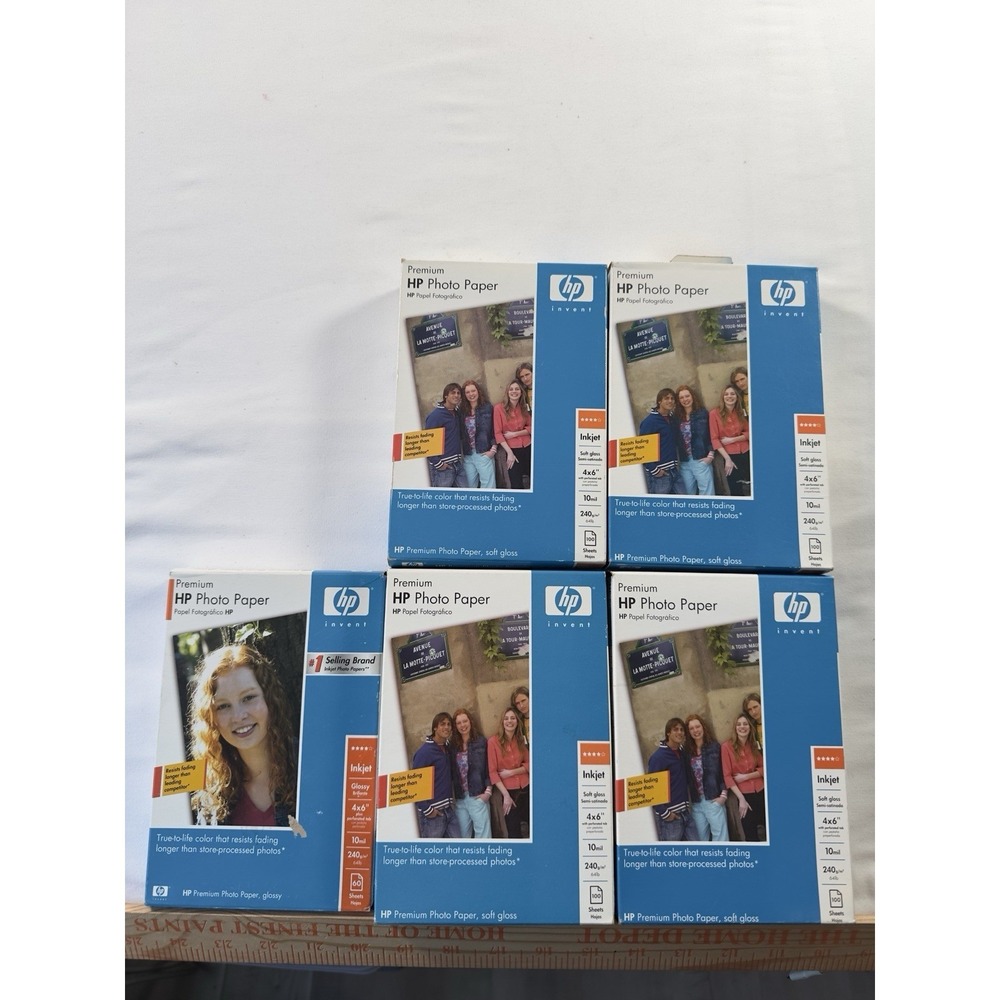 HP Premium Photo Paper 4x6‎ Lot of 4 Soft Gloss 100 Sheets 1 Glossy 60 Sheets